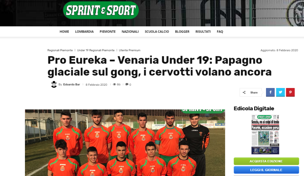 RASSEGNA STAMPA 10 Febbraio – La Prima Squadra e l’Under 19 fanno sognare! Spettacolo nelle finali regionali del Calcio&Coriandoli